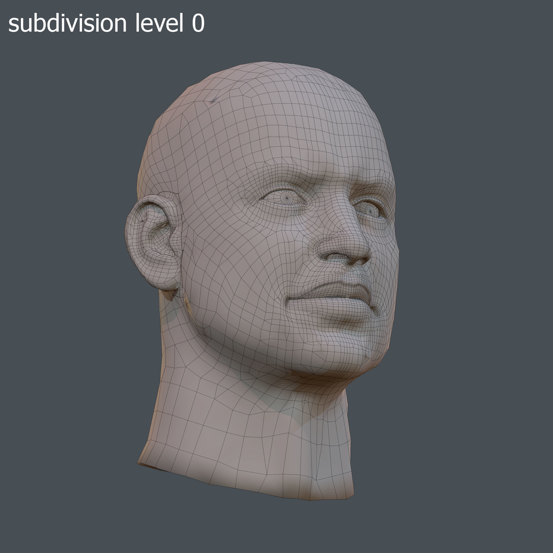 Male head PBR Realistic low poly Low-poly 3D model_11