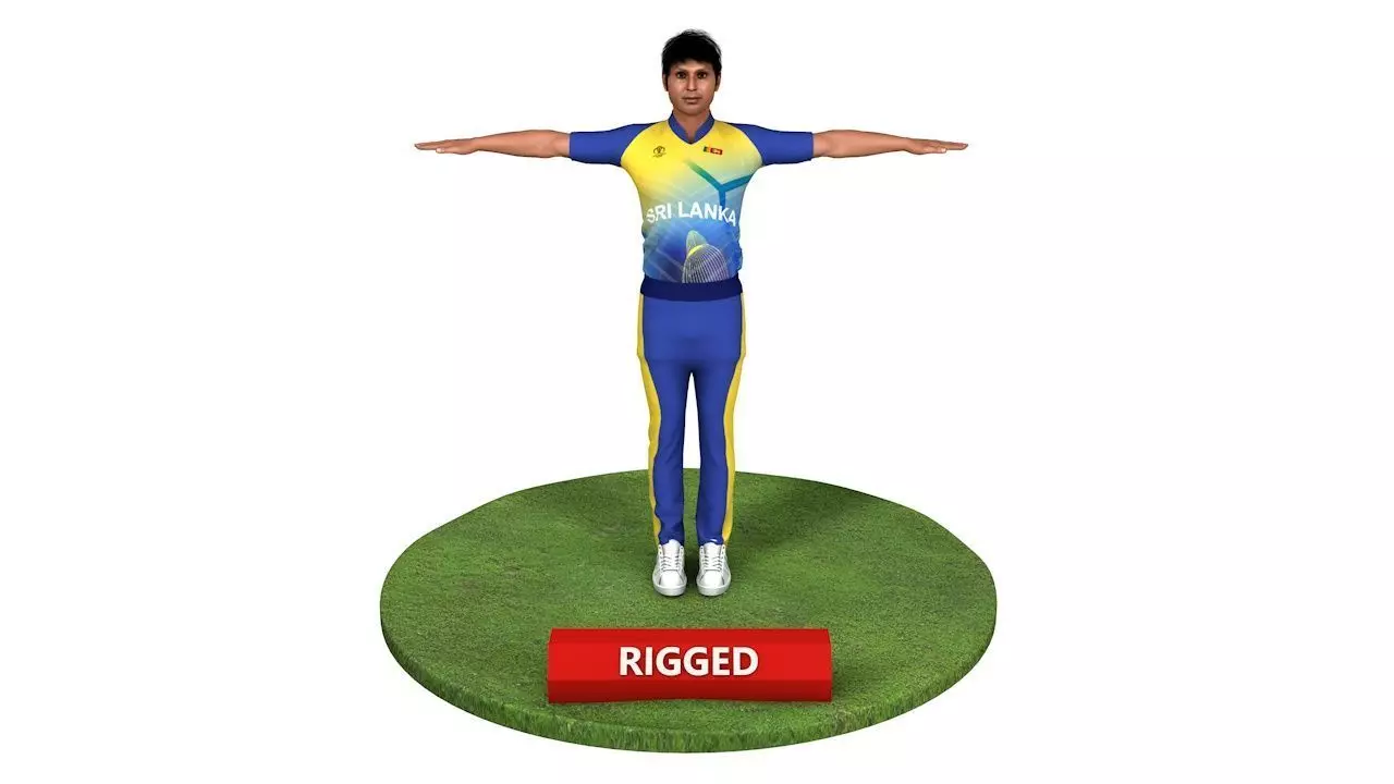Cricket Player - Kumar Sangakkara Low-poly 3D model