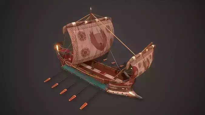 Ancient Ship 02 Low-poly 3D model