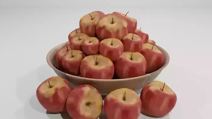 Apples pile of in bowl 3D model