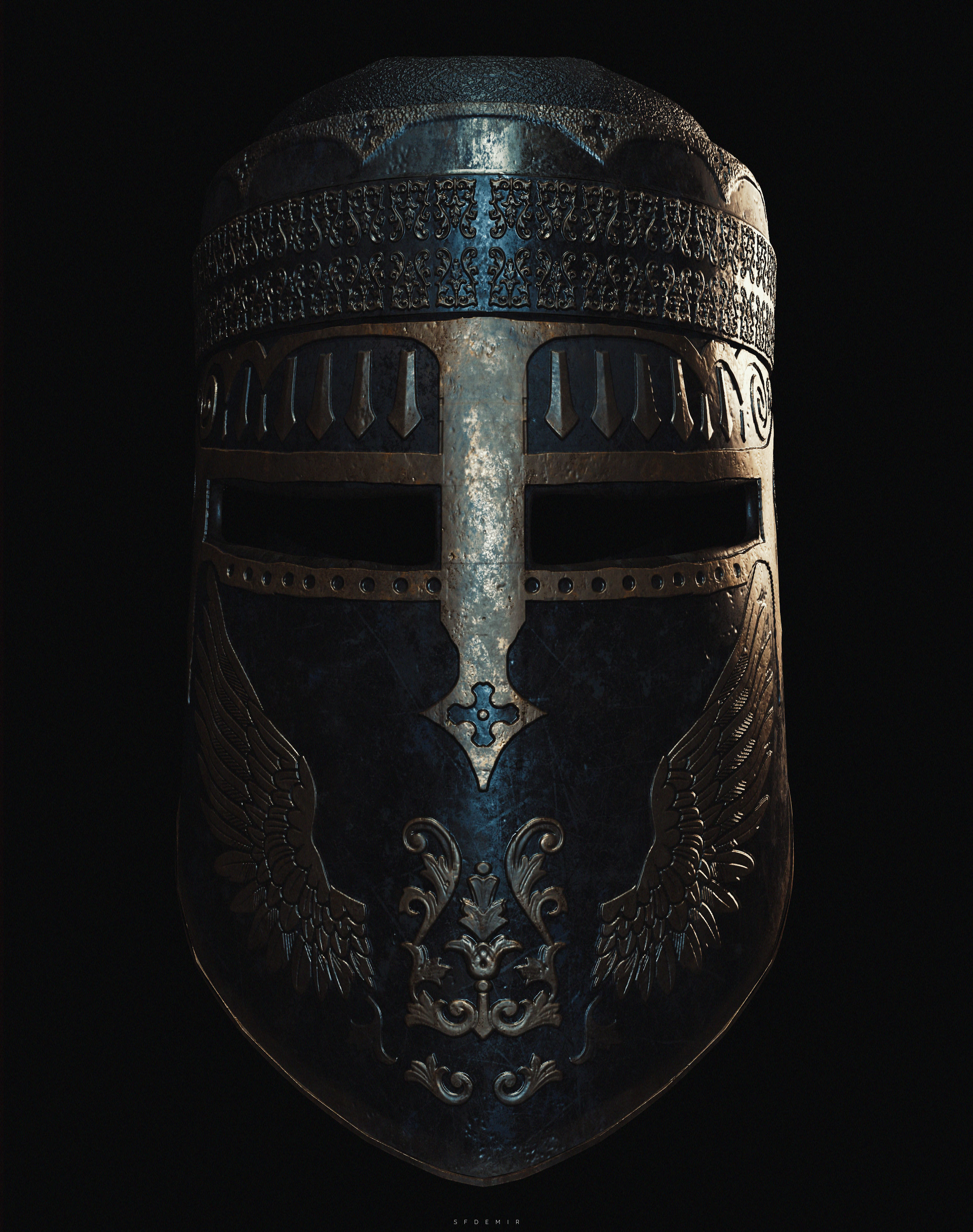 Templar Helmet 3D Model Low-poly 3D model_3