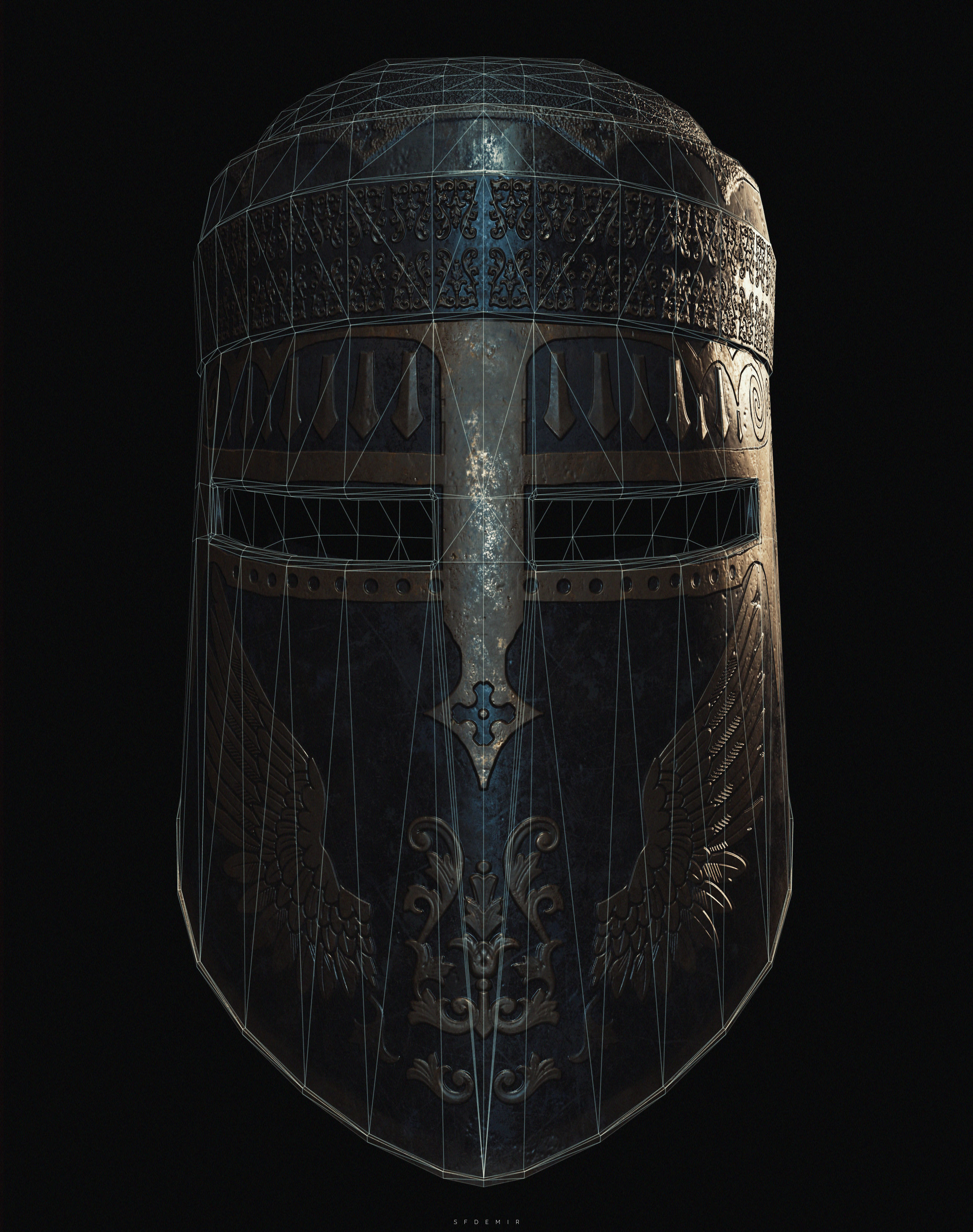 Templar Helmet 3D Model Low-poly 3D model_5