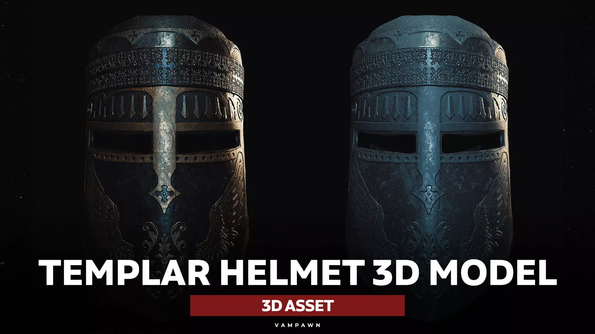 Templar Helmet 3D Model Low-poly 3D model_0