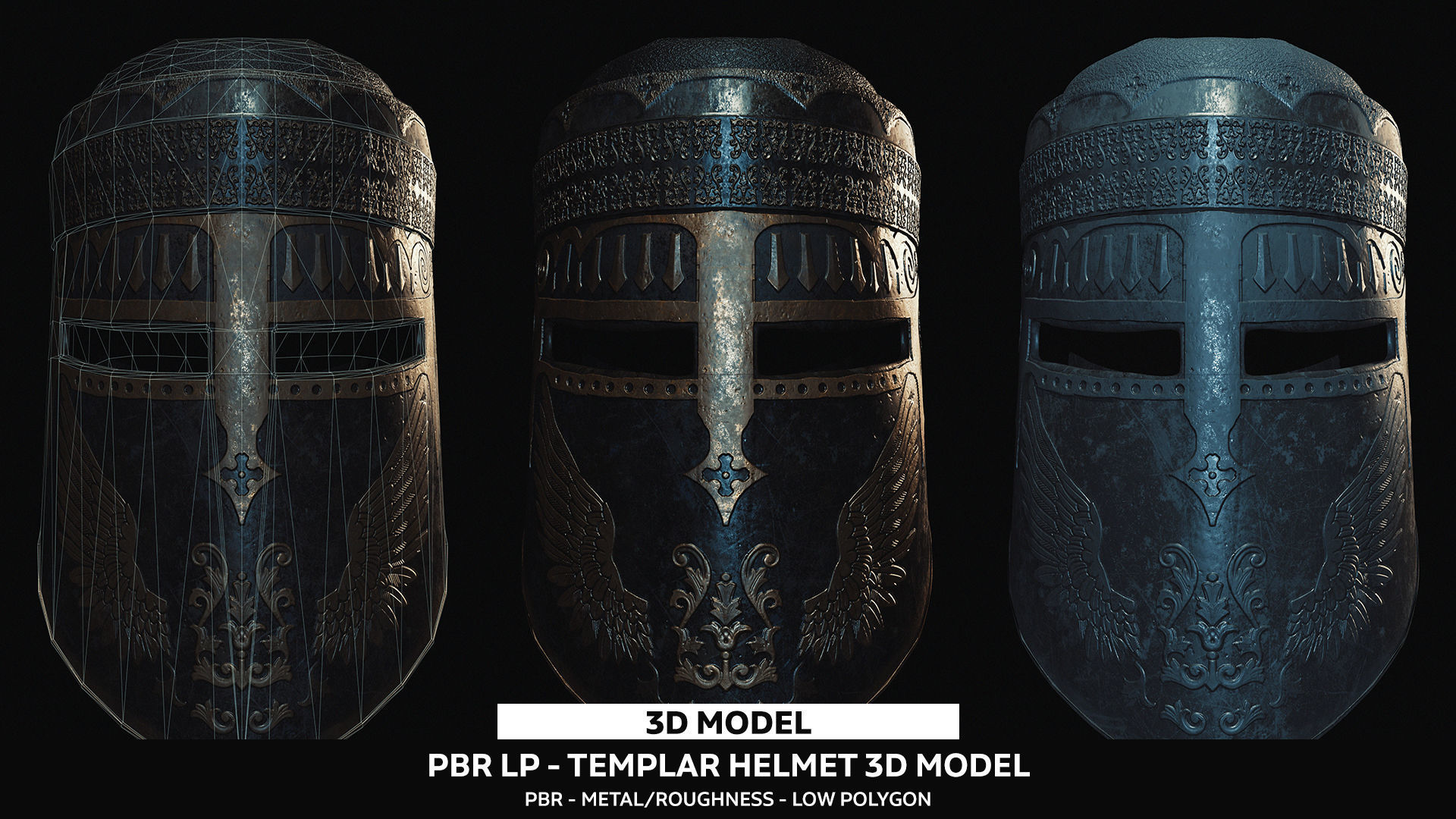Templar Helmet 3D Model Low-poly 3D model_1