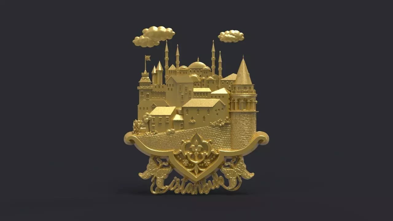 Istanbul city bas relief 3D print model_0
