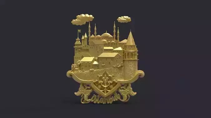 Istanbul city bas relief 3D print model