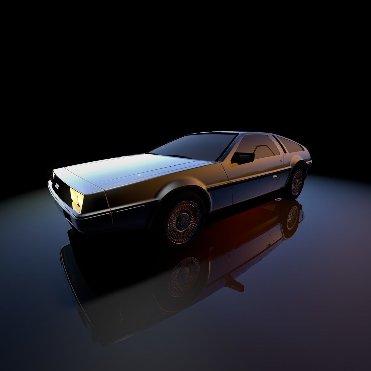 DeLorean 1983 Low-poly 3D model_4