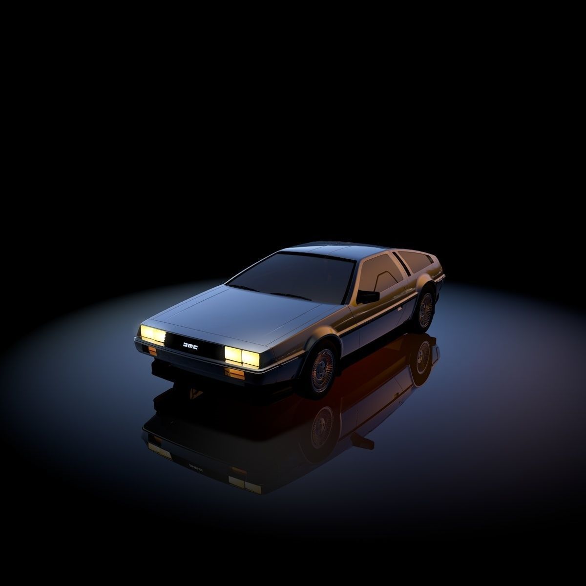 DeLorean 1983 Low-poly 3D model_3