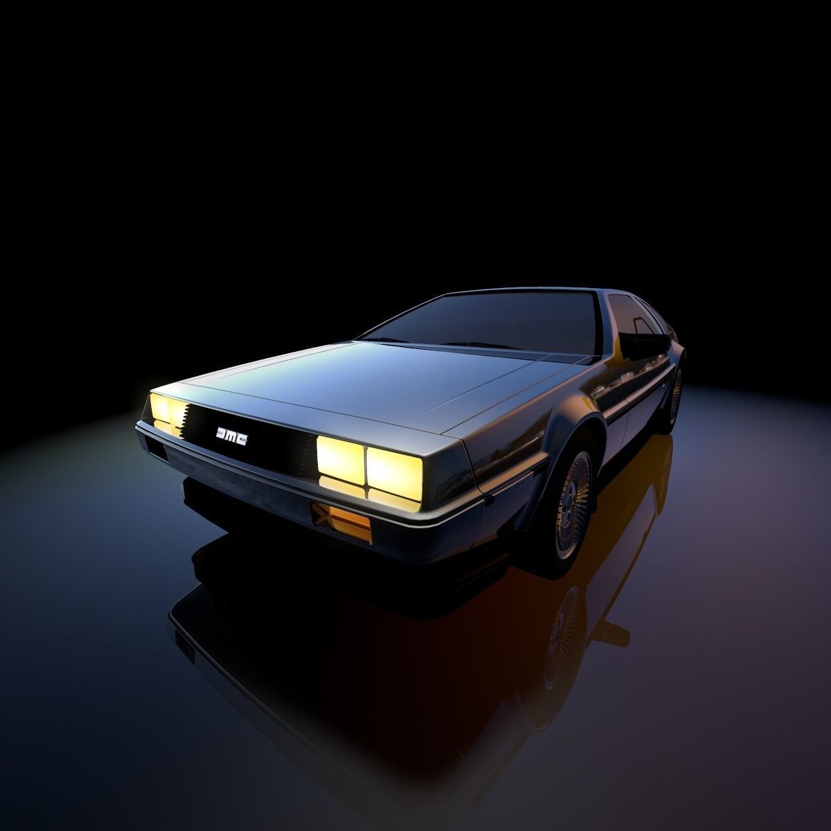 DeLorean 1983 Low-poly 3D model_6