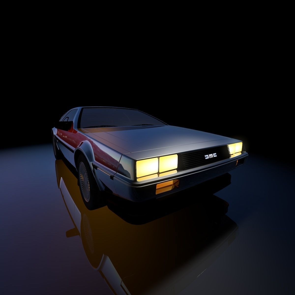 DeLorean 1983 Low-poly 3D model_2
