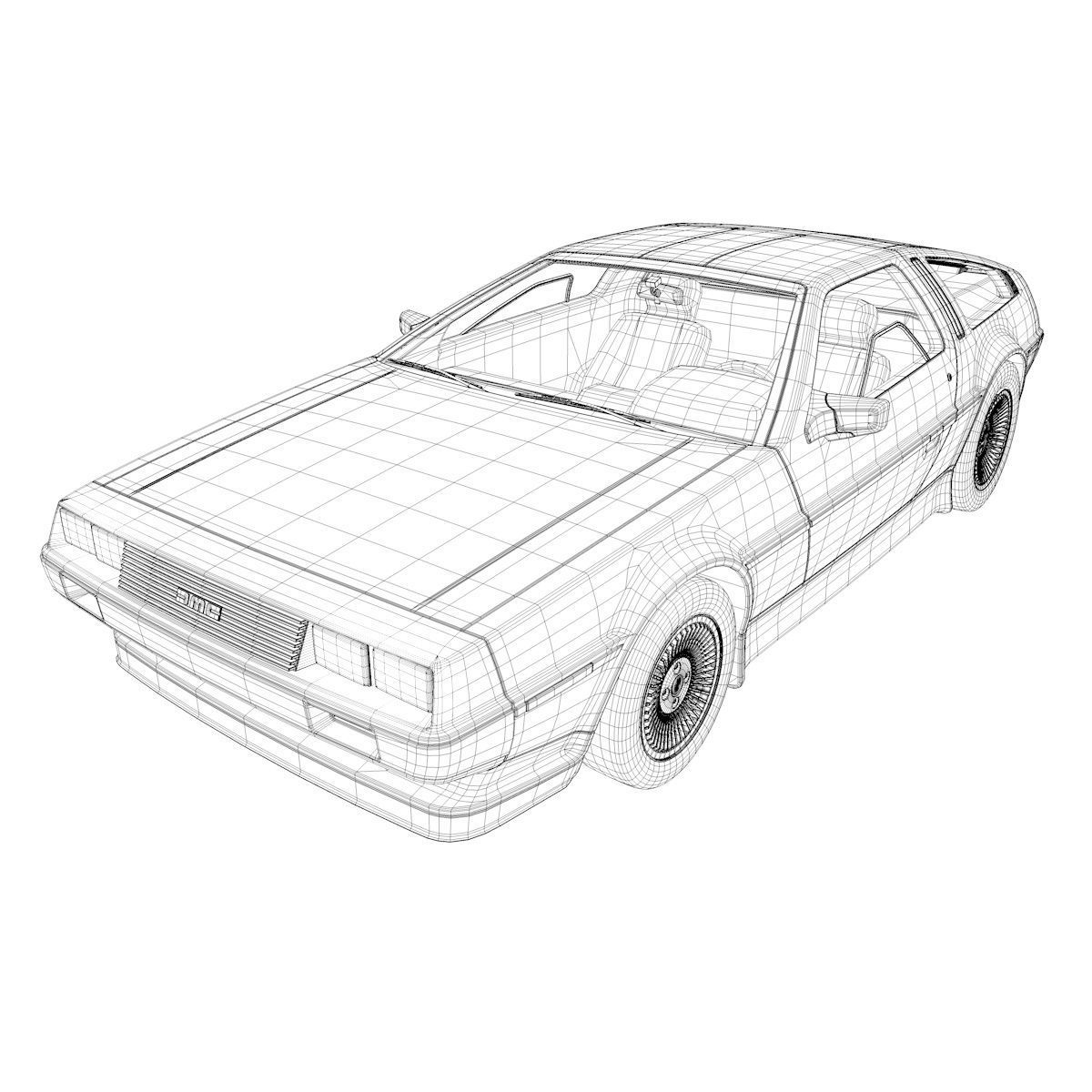 DeLorean 1983 Low-poly 3D model_10