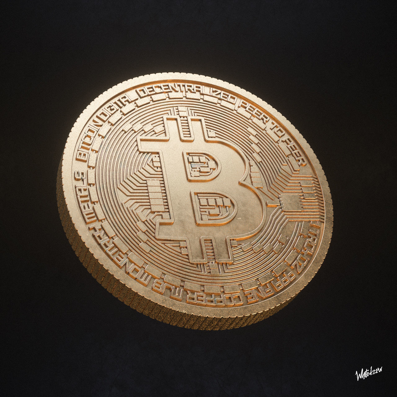 Bitcoin High Poly 3D Model coin 3D model_2