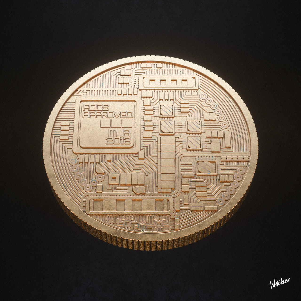 Bitcoin High Poly 3D Model coin 3D model_4