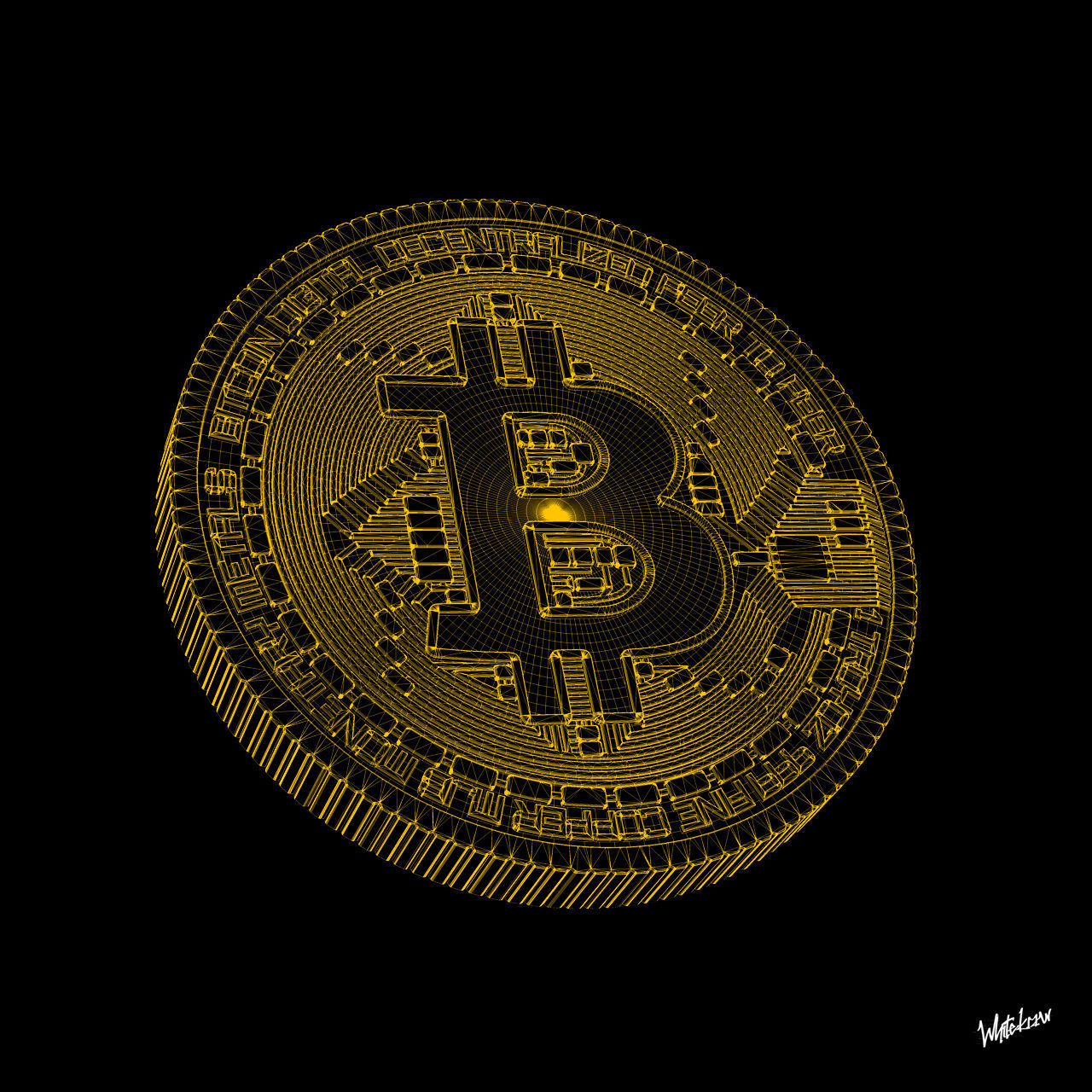 Bitcoin High Poly 3D Model coin 3D model_10