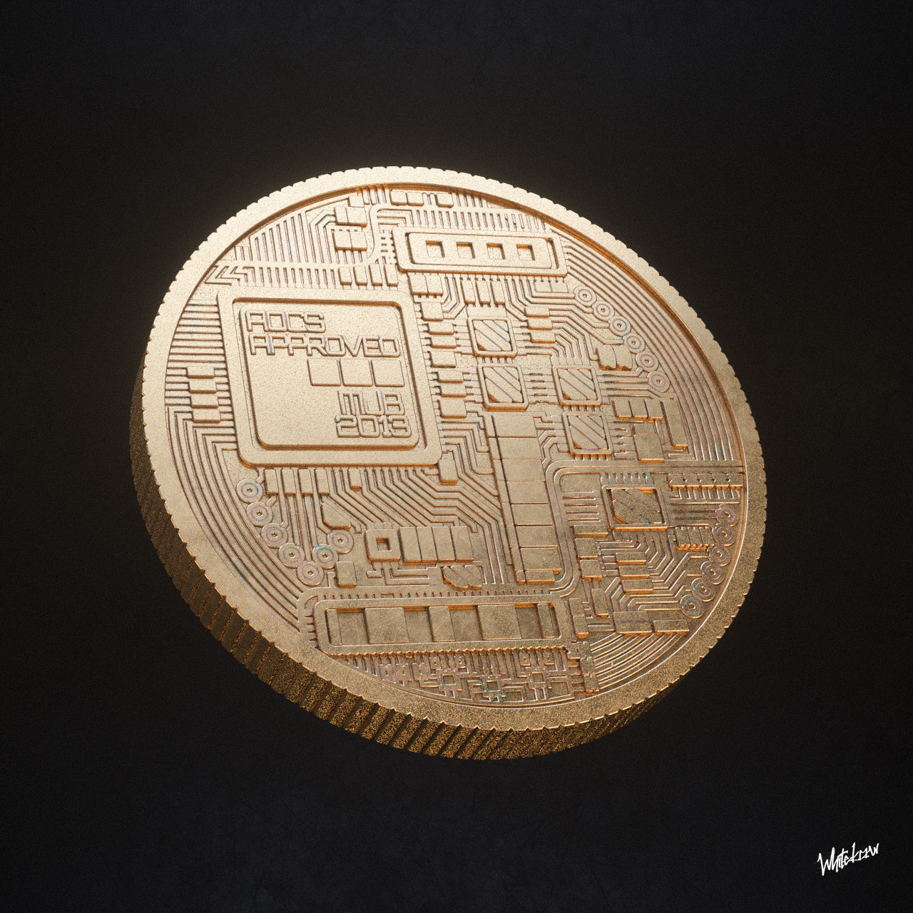 Bitcoin High Poly 3D Model coin 3D model_5