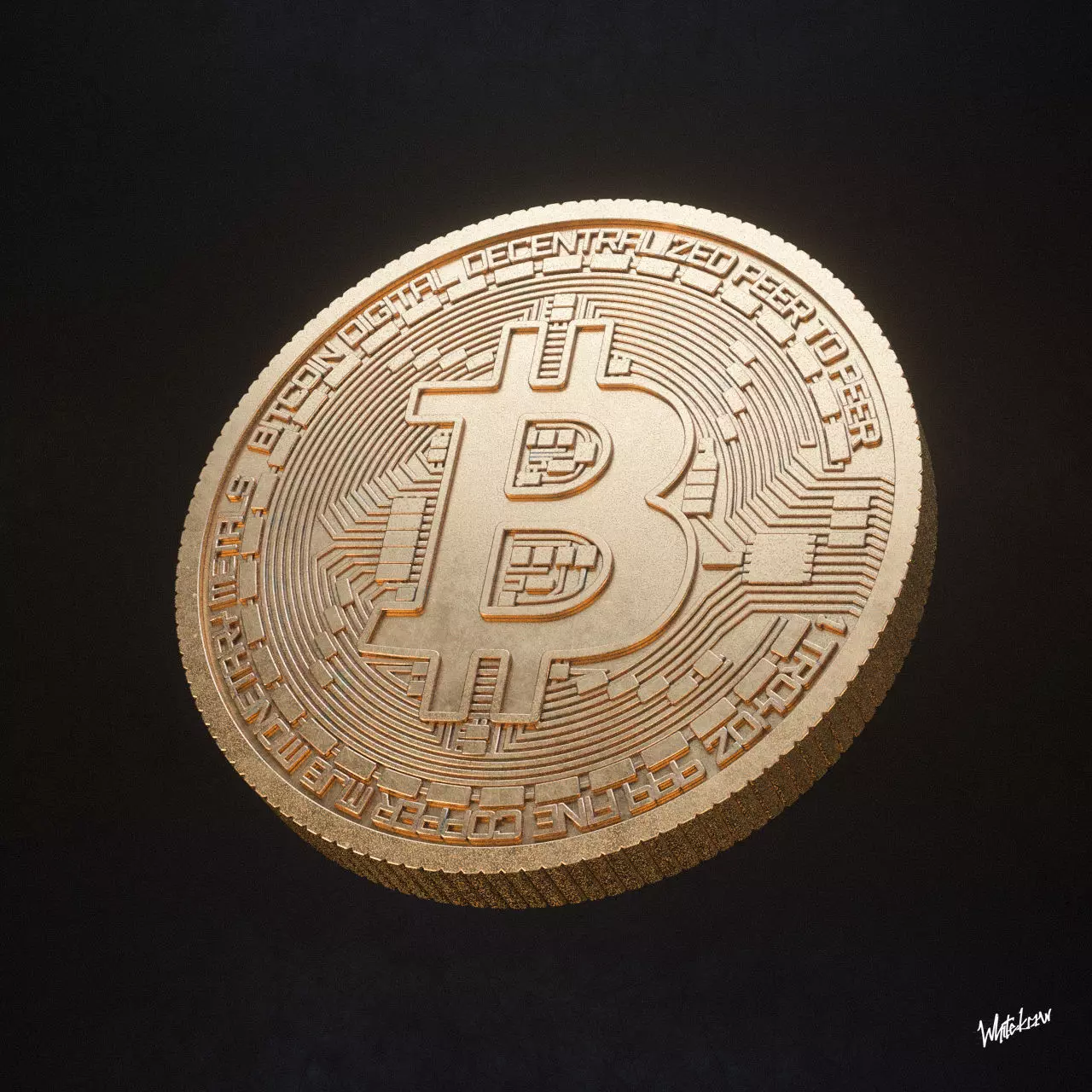 Bitcoin High Poly 3D Model coin 3D model_0