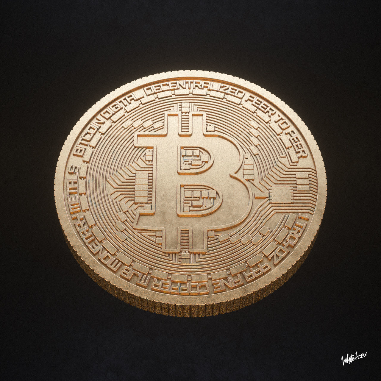 Bitcoin High Poly 3D Model coin 3D model_1