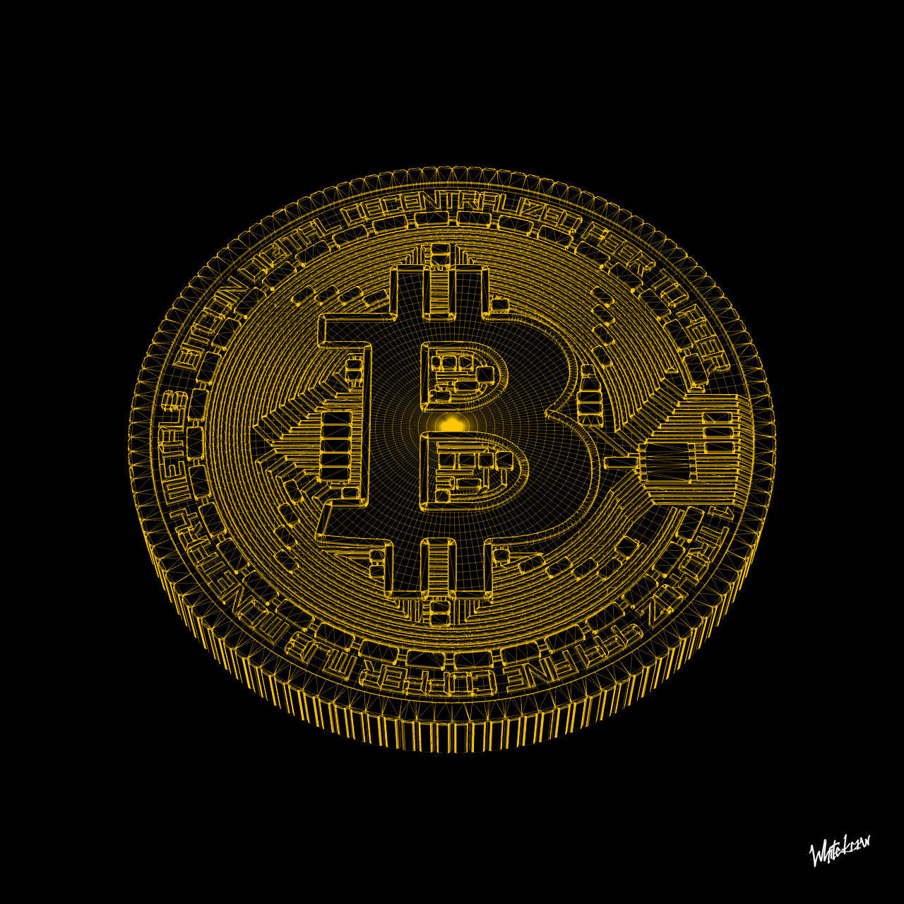 Bitcoin High Poly 3D Model coin 3D model_7