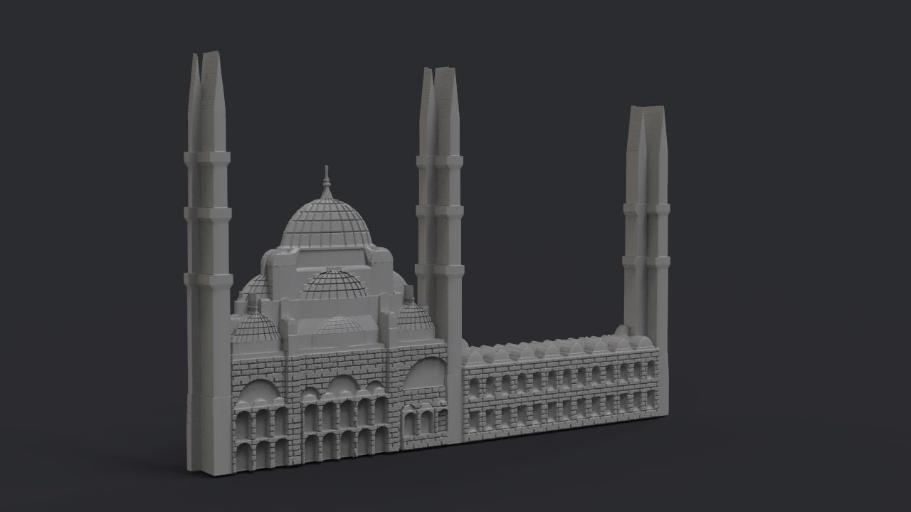 Blue Mosque Bas Relief 3D print model_1