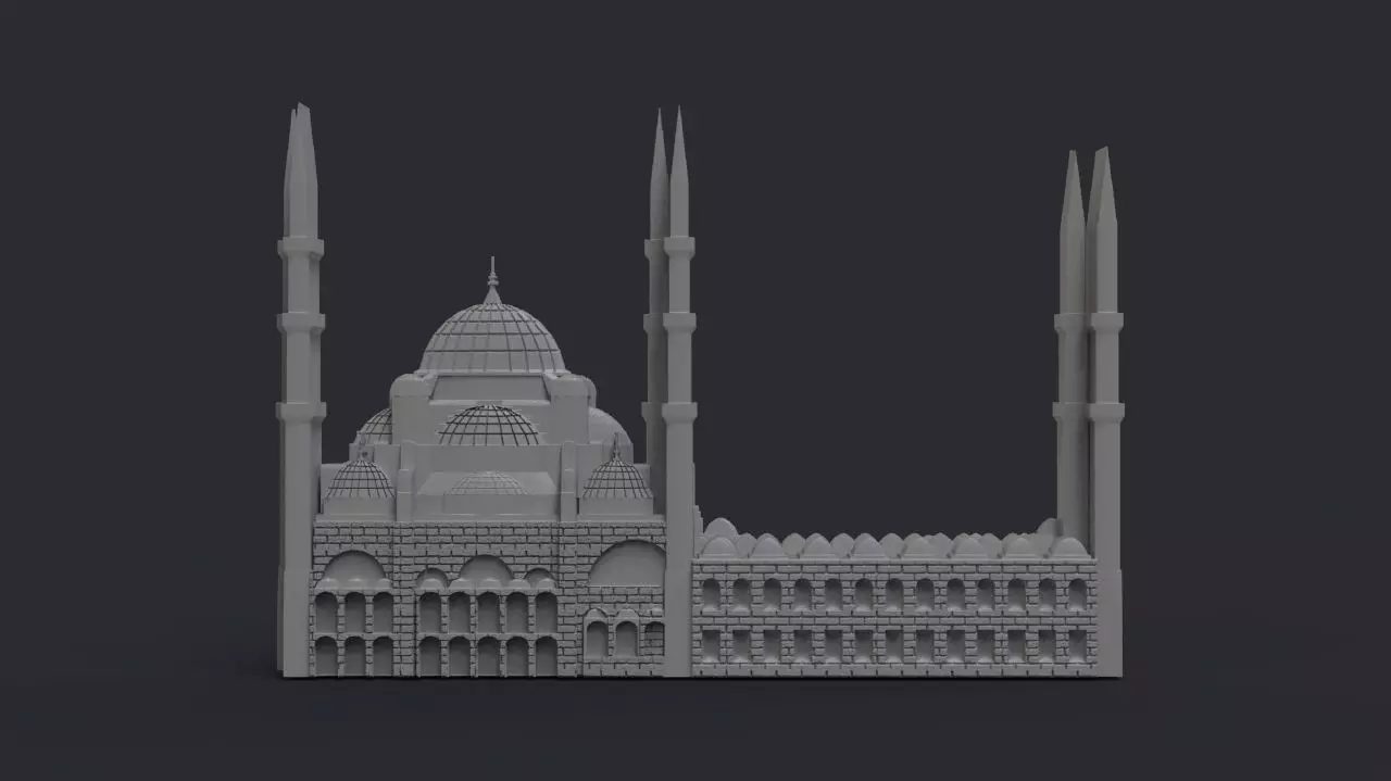 Blue Mosque Bas Relief 3D print model_0