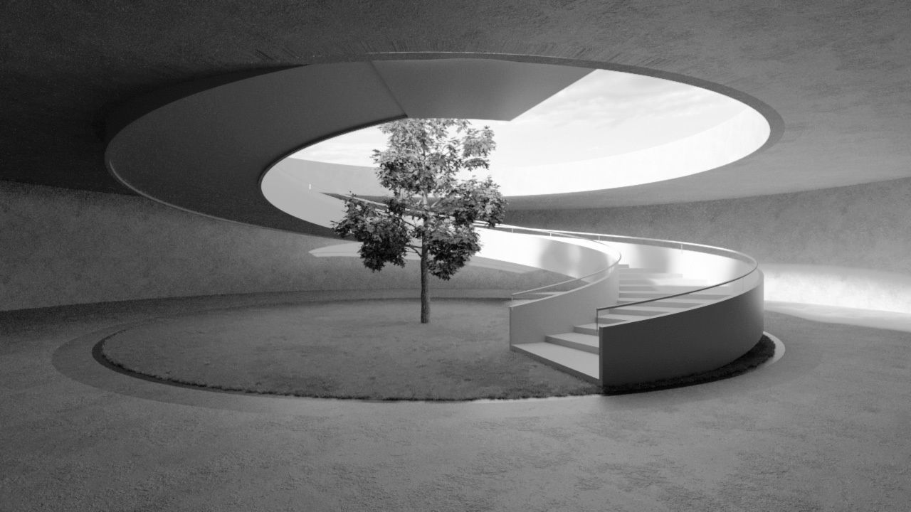 Patio and spiral stair 3D model_1