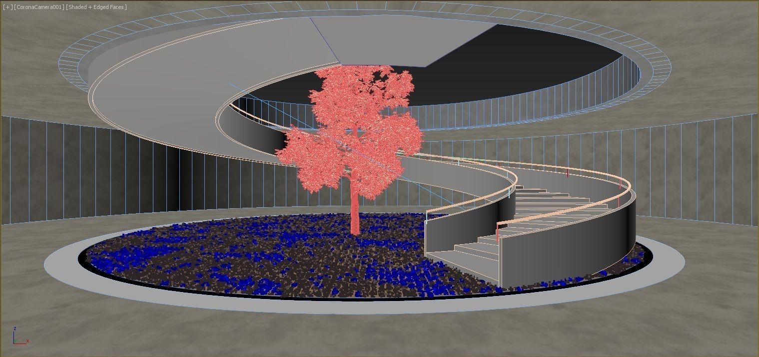 Patio and spiral stair 3D model_2