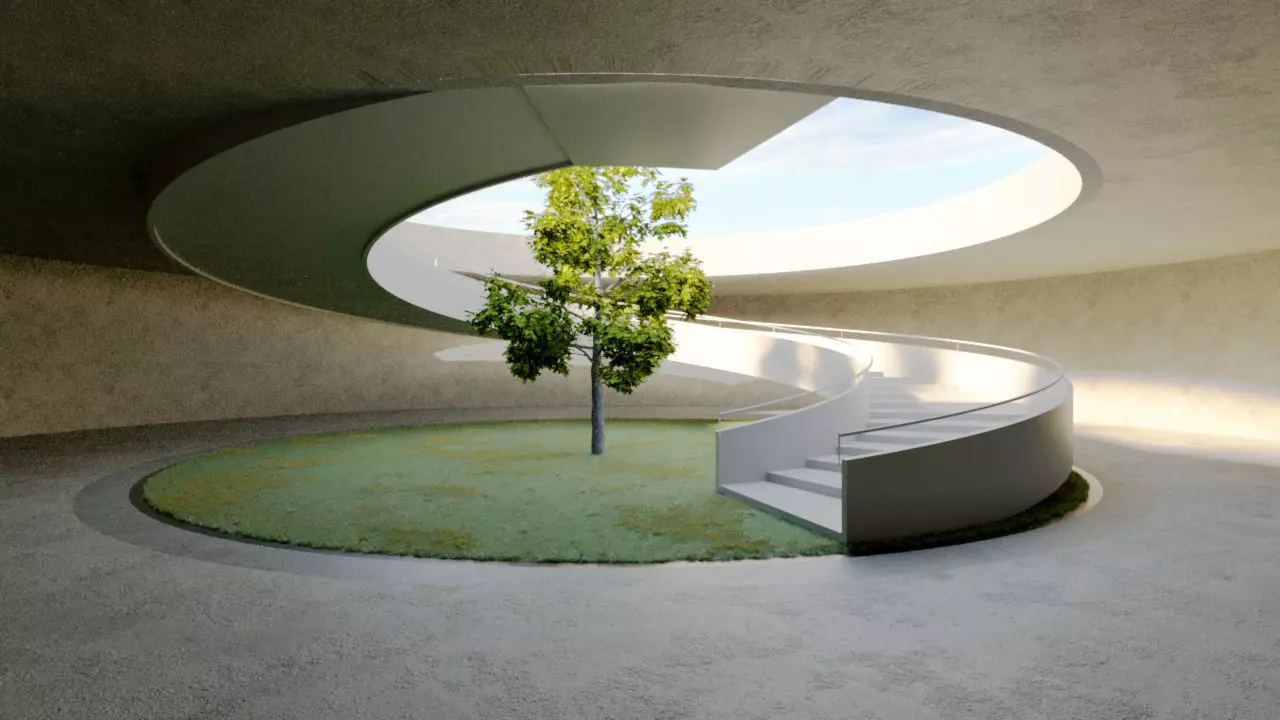 Patio and spiral stair 3D model_0