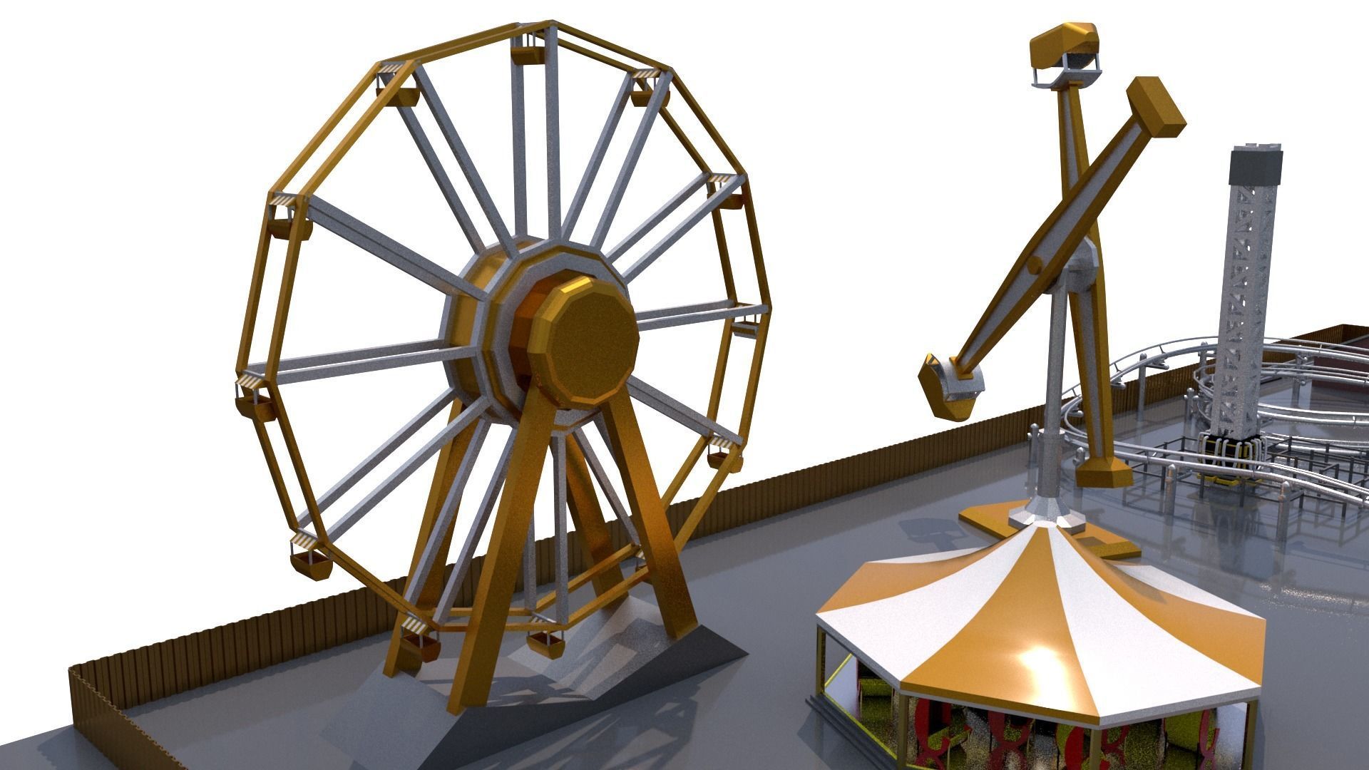 Low Poly Theme Park 3D model_13