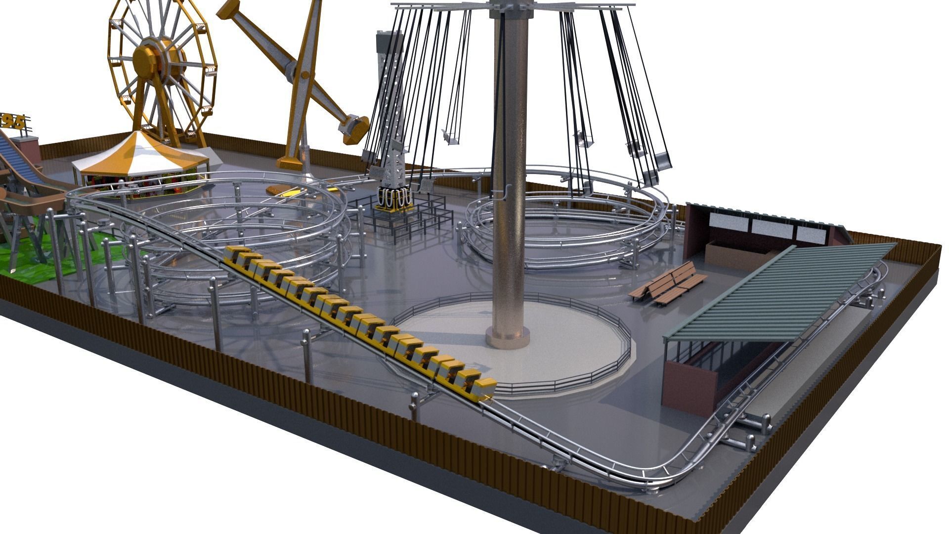 Low Poly Theme Park 3D model_18