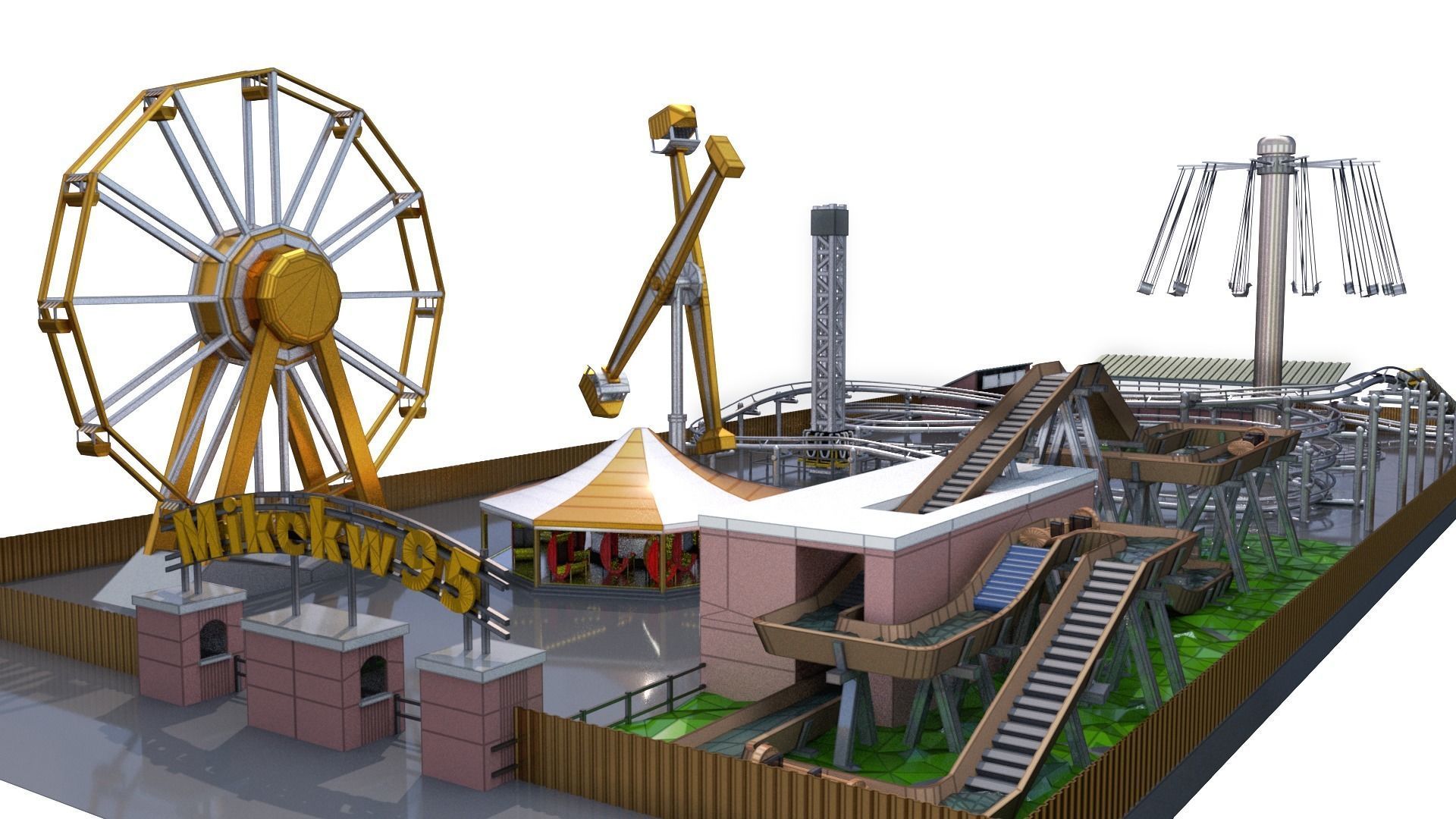 Low Poly Theme Park 3D model_11