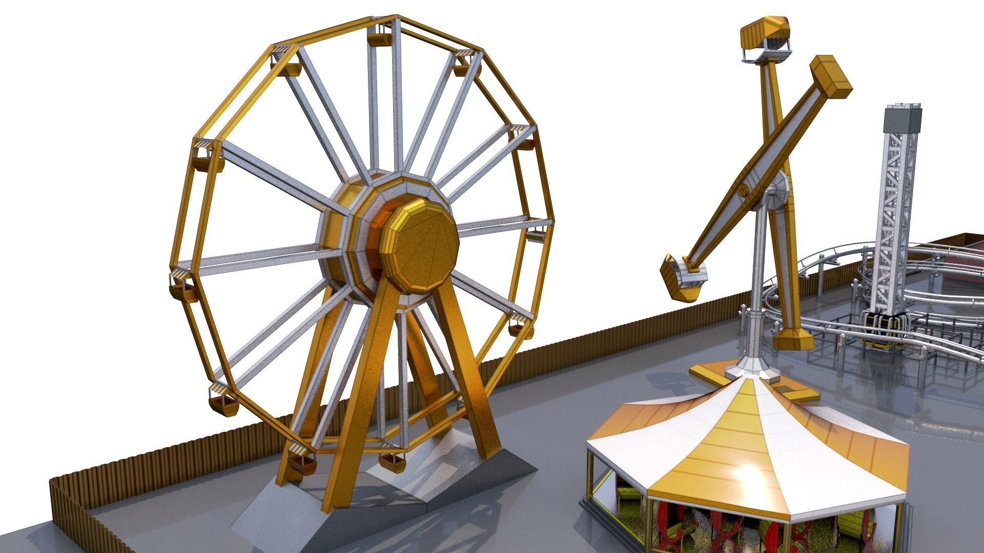 Low Poly Theme Park 3D model_10