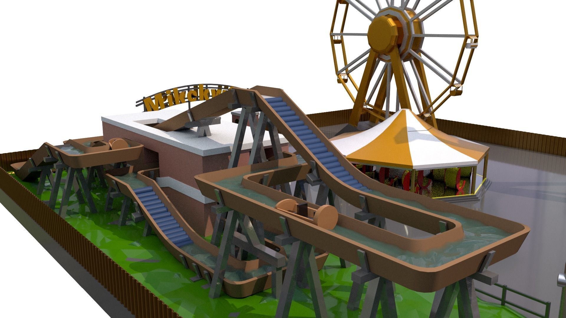 Low Poly Theme Park 3D model_12