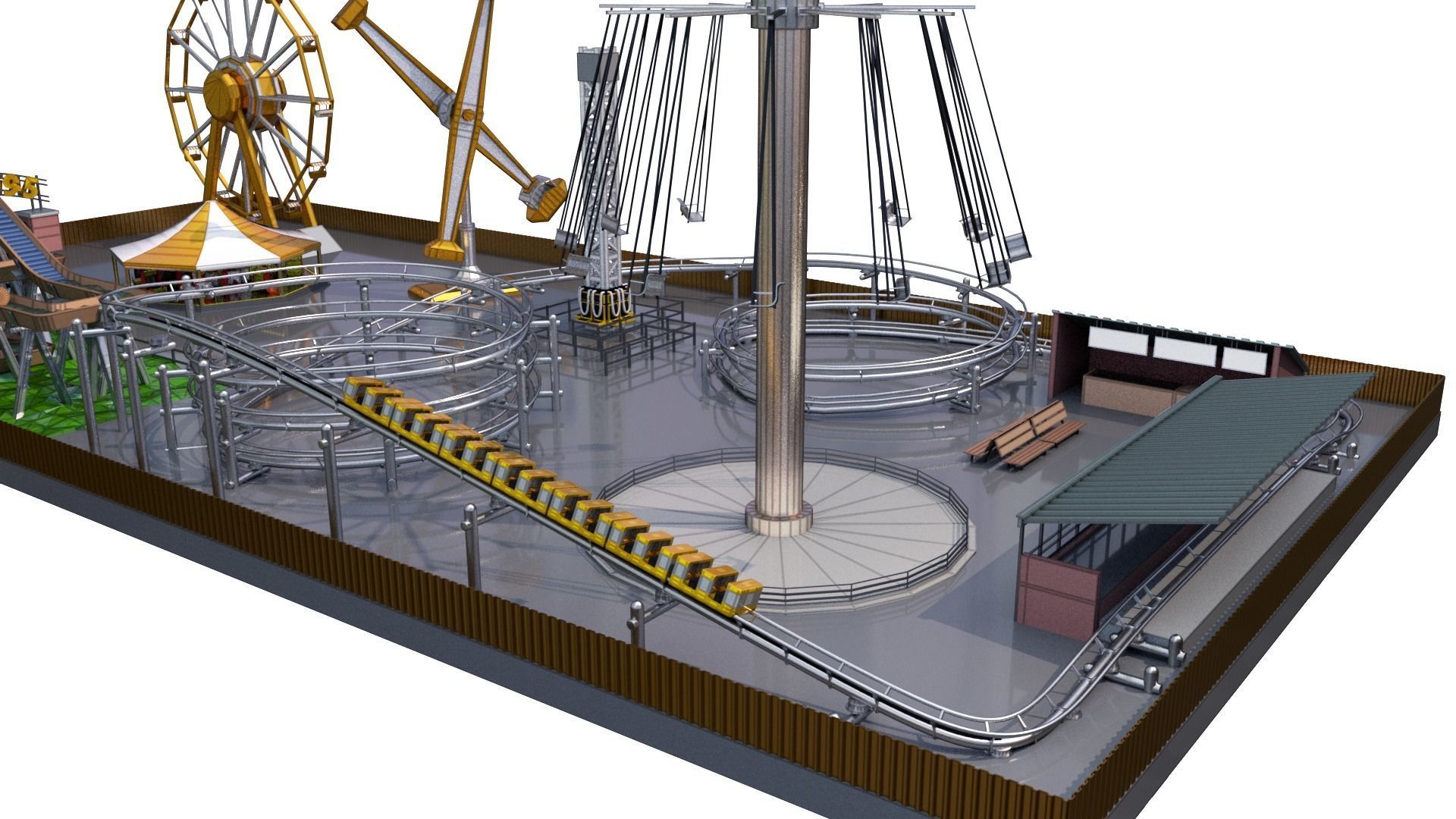 Low Poly Theme Park 3D model_2