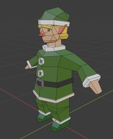 Santas Helper - Male Elf Character Low-poly 3D model_9