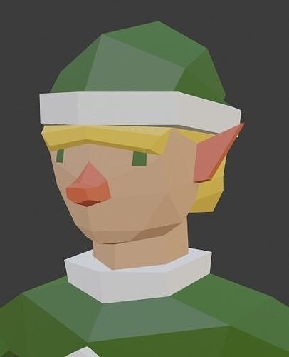 Santas Helper - Male Elf Character Low-poly 3D model