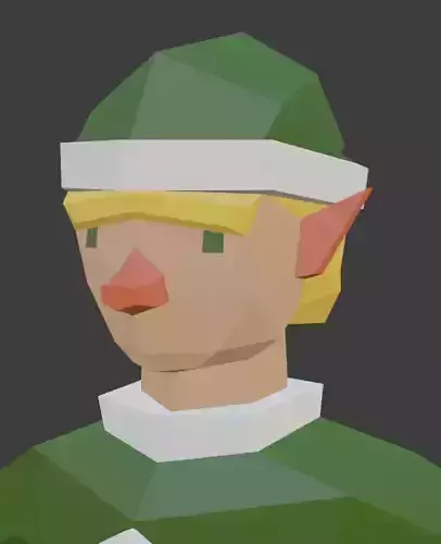 Santas Helper - Male Elf Character Low-poly 3D model