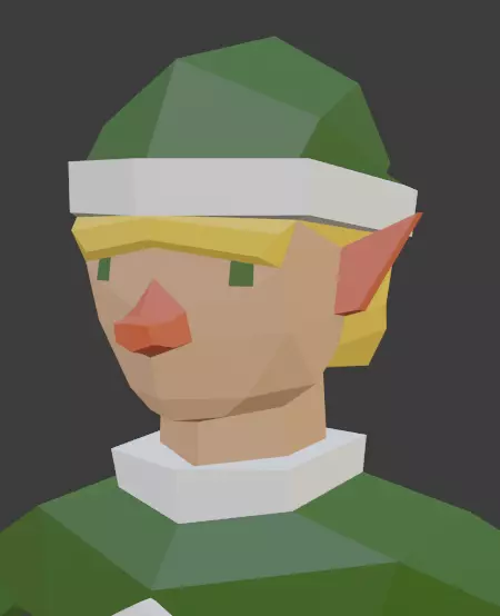 Santas Helper - Male Elf Character Low-poly 3D model_0