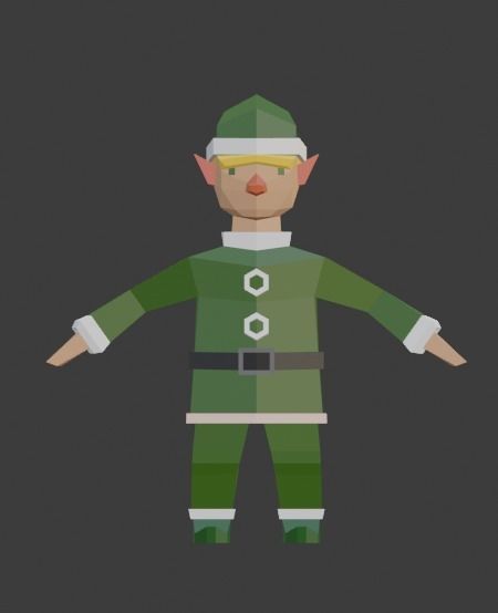 Santas Helper - Male Elf Character Low-poly 3D model_5