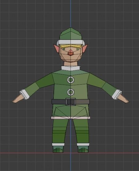 Santas Helper - Male Elf Character Low-poly 3D model_6