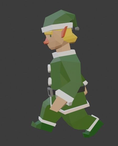 Santas Helper - Male Elf Character Low-poly 3D model_3