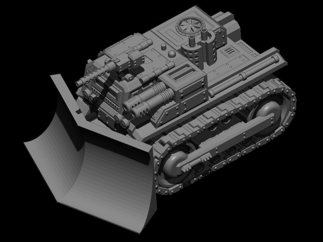Armoured Bulldozer STL 3D print model_3