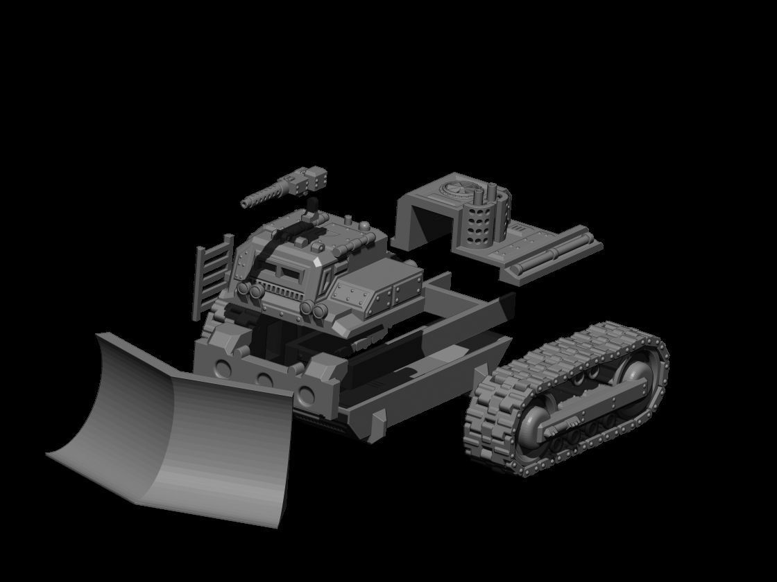 Armoured Bulldozer STL 3D print model_4