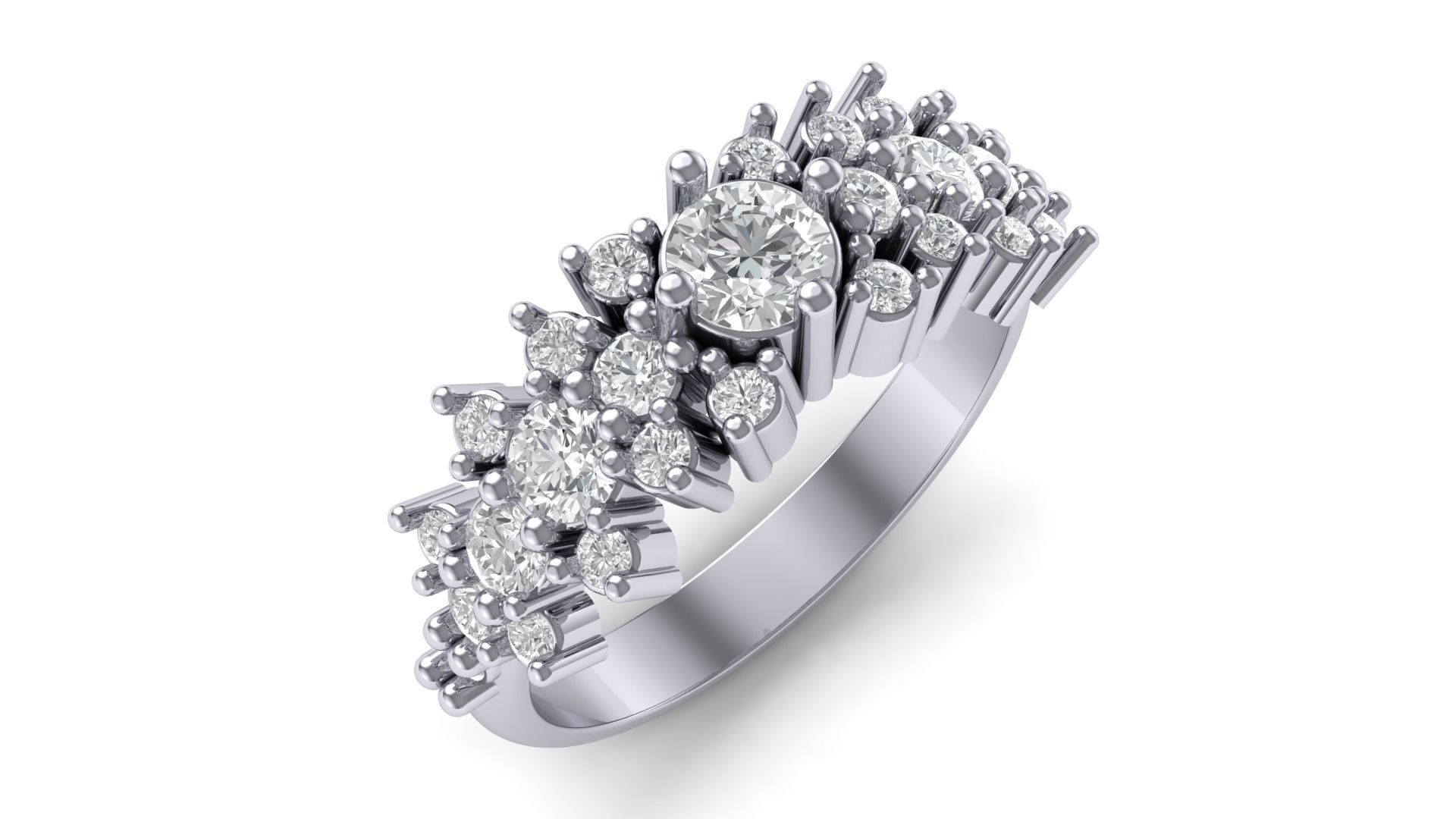 Multi Stone Ring 3D print model_4