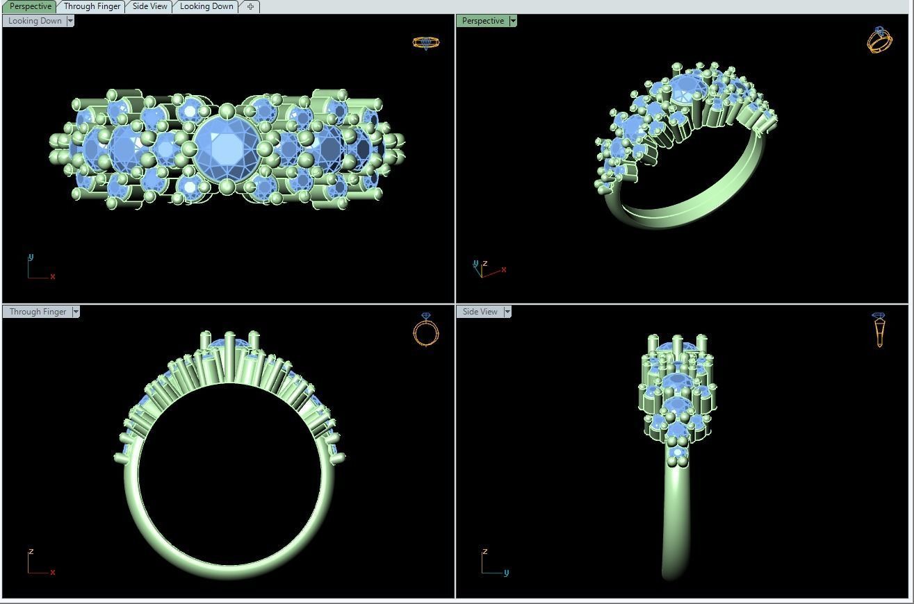Multi Stone Ring 3D print model_2
