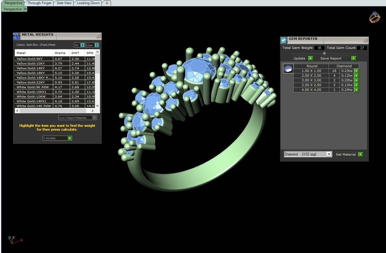 Multi Stone Ring 3D print model_3