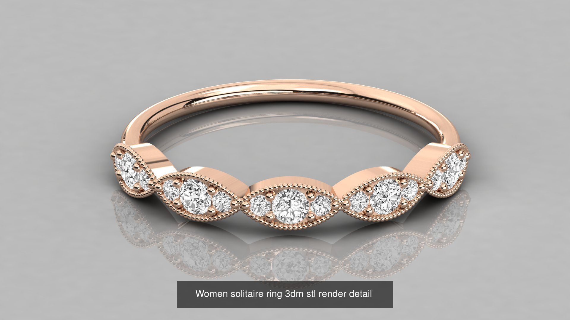 192 Women Wedding Engagement Band 3dm stl render detail 3D Model Collection_41