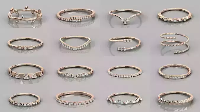 192 Women Wedding Engagement Band 3dm stl render detail 3D Model Collection