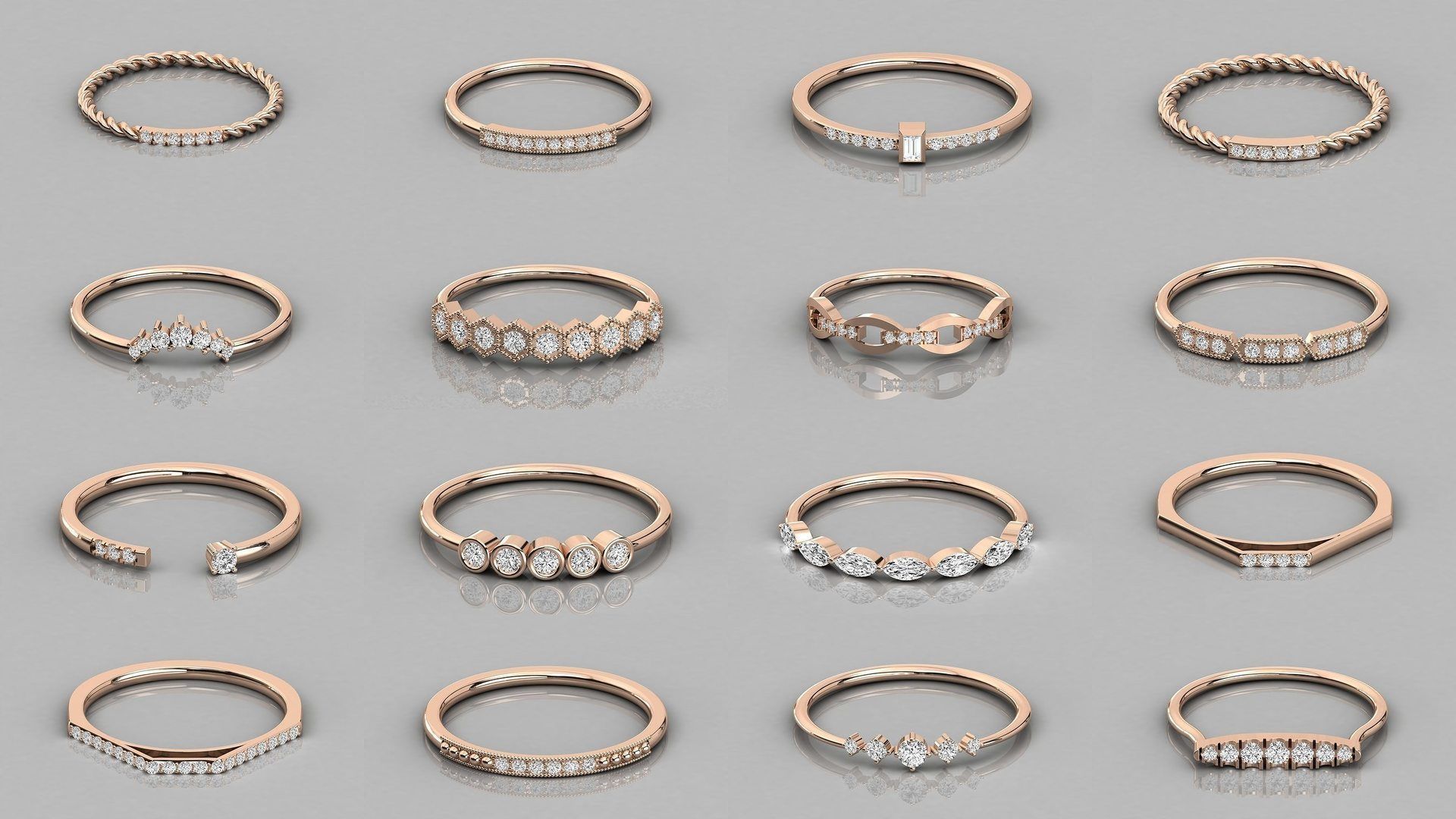 192 Women Wedding Engagement Band 3dm stl render detail 3D Model Collection_9