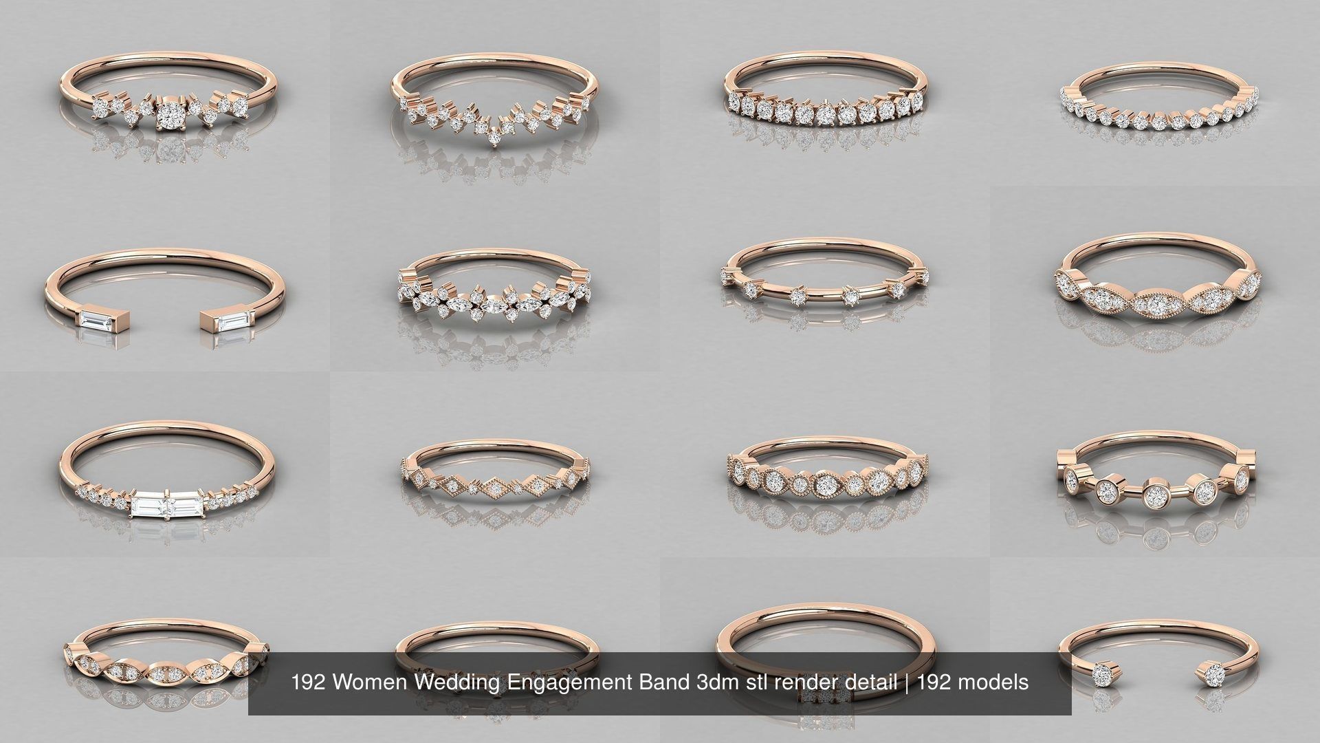 192 Women Wedding Engagement Band 3dm stl render detail 3D Model Collection_1