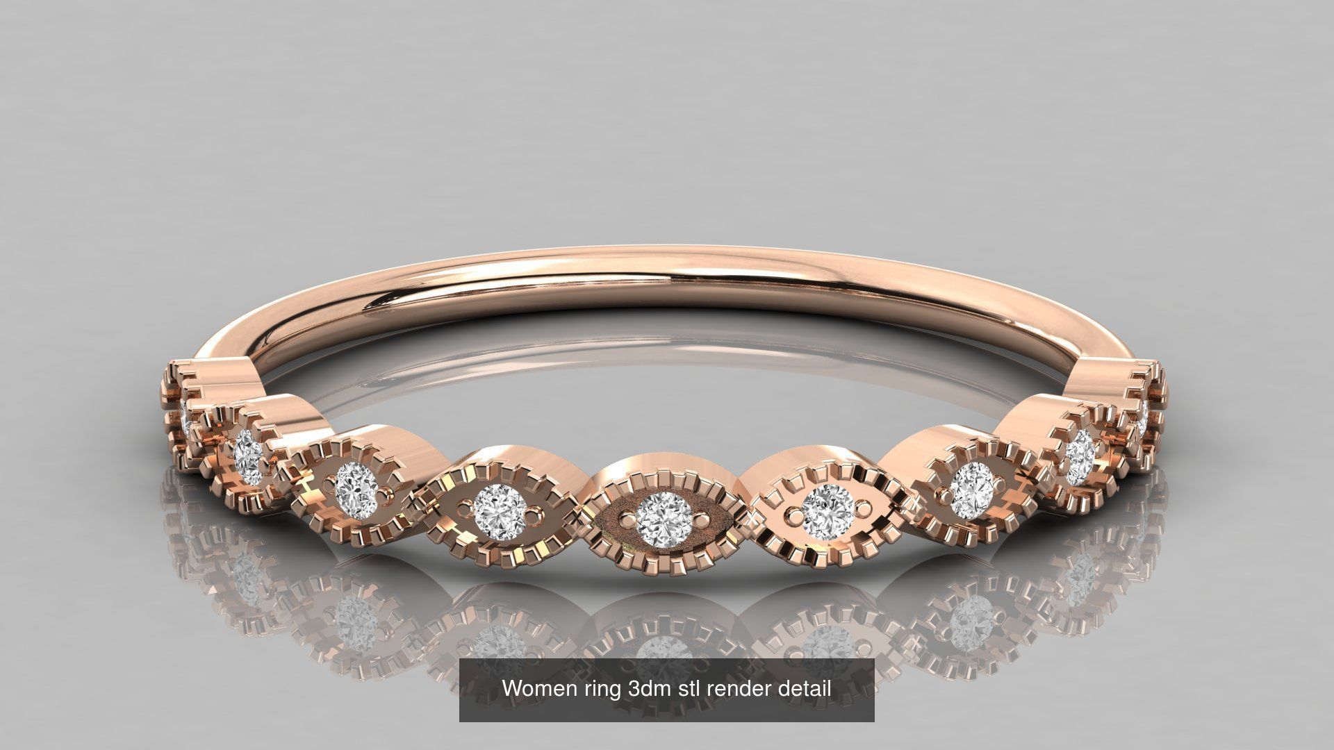 192 Women Wedding Engagement Band 3dm stl render detail 3D Model Collection_160
